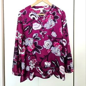 LOFT Long Sleeve Floral Blouse